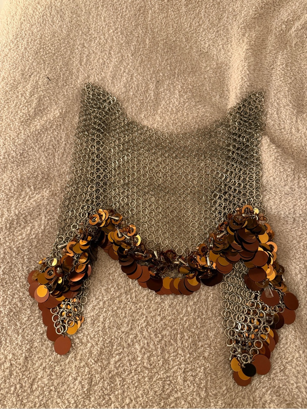 Jaded London Silver Mesh Crop Top with Copper Sequin Trim - Picture 5 of 6